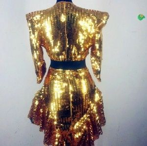 Gold sequence party stage Beyonce inspired Jumsuit cover ,SPARKLY